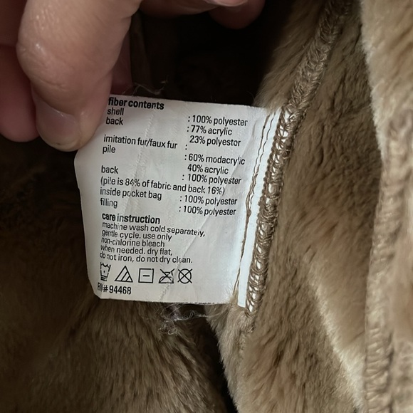 Vintage 1990s Esprit Faux Suede Faux Fur Lined Hooded Coat Jacket Small - Picture 6 of 6